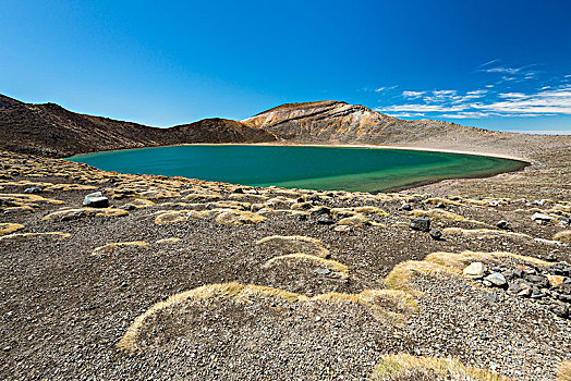 蓝湖,火山湖,火山地貌,汤加里罗,高山,东加里罗国家公园,北岛,新西兰,大洋洲