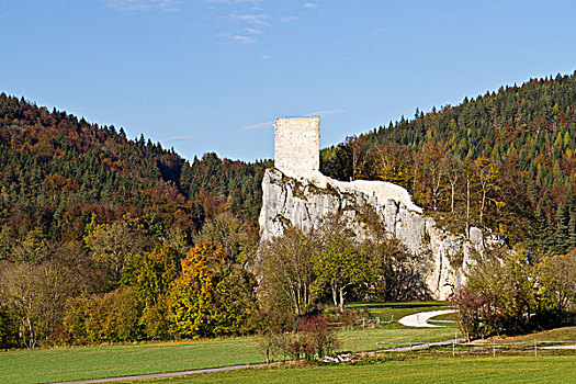 城堡,遗址,多瑙河,自然公园,山谷,地区,巴登符腾堡,德国,欧洲