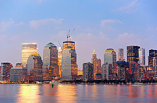 纽约,曼哈顿,黃昏,全景
