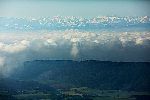 云,高处,康士坦茨湖,阿尔卑斯山,背景,航拍
