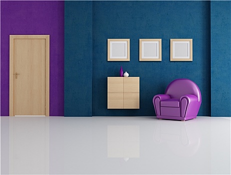 蓝色,紫色,客厅