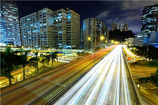 公路,夜晚,現代,城市