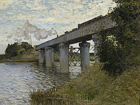 铁路,桥,艺术家,莫奈