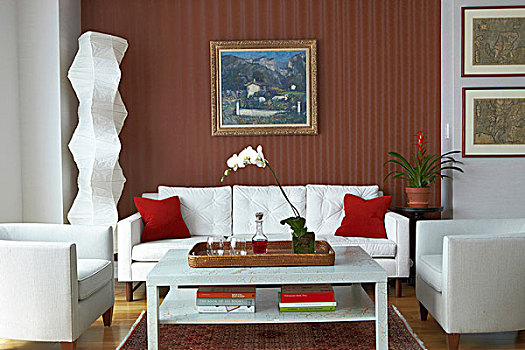 白色,沙发,现代,落地灯,条纹,壁纸