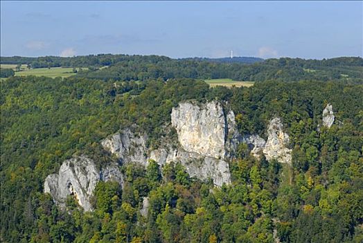 风景,石头,多瑙河,山谷,巴登符腾堡,德国,欧洲