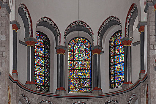 罗马式,建筑,彩色玻璃窗,高处,圣坛,教堂,科隆,德国