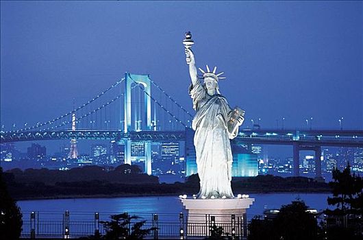 彩虹桥,夜晚,东京,日本,亚洲