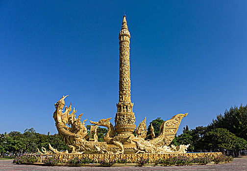 公园,雕塑,正面,金色,巨大,蜡烛,纪念建筑,泰国,亚洲