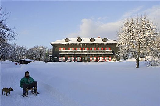 山区木屋,雪橇,下奥地利州