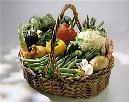 篮子,满,新鲜,蔬菜