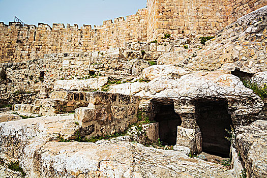 历史,遗址,大,墙壁,洞穴,耶路撒冷,以色列