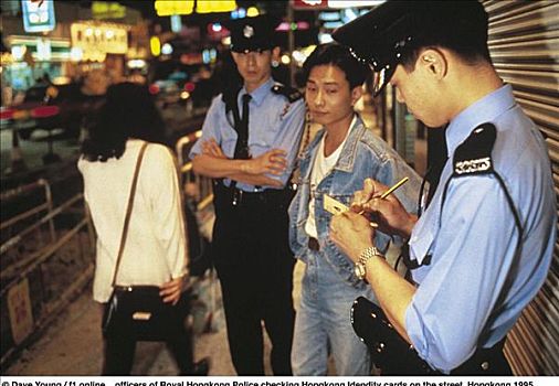 警察,皇家,香港,检查,卡,街上,1995,亚洲