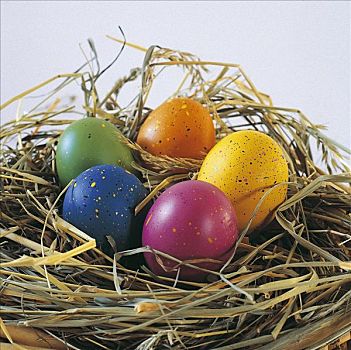 复活节彩蛋,稻草,鸟窝,民俗,传统,安静,东方