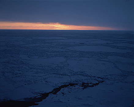 日落,结束,鄂霍次克海,海洋