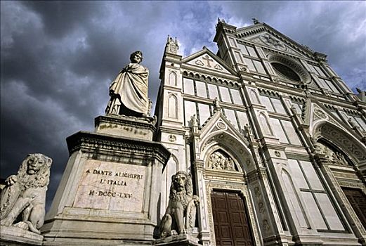 纪念建筑,但丁-阿智利,正面,大教堂,佛罗伦萨,托斯卡纳,意大利,欧洲