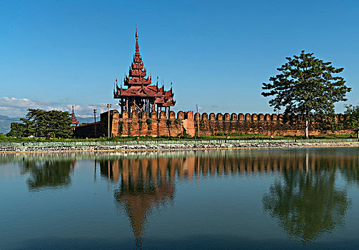 护城河,皇宫,曼德勒,缅甸,亚洲