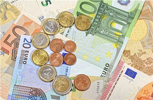 钱,欧元硬币,货币