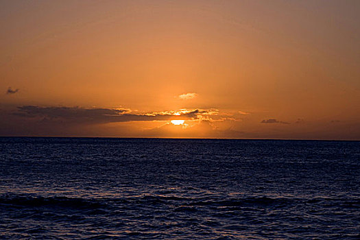 毛伊岛,日落,落日,遮盖,云,夏威夷