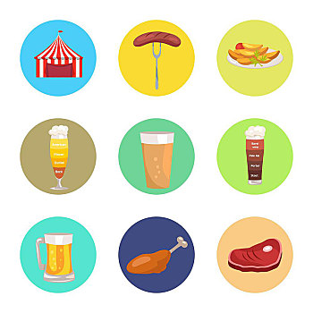 图像,矢量,插画,红色,推销,帐蓬,香肠,民俗,啤酒杯,食物,肉