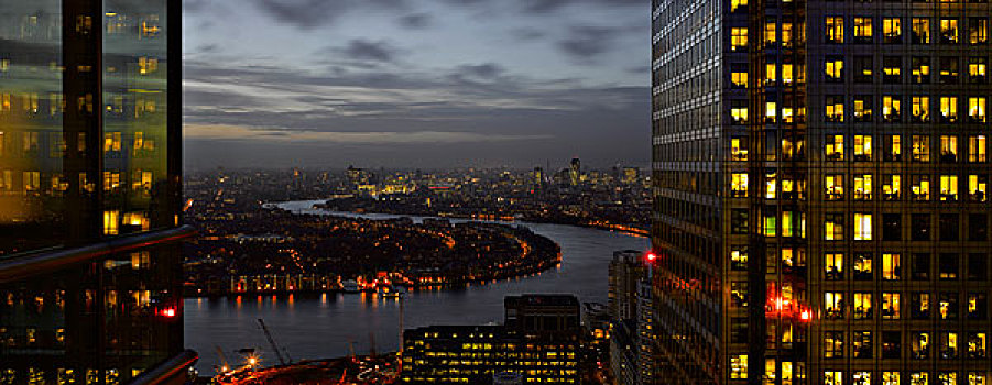 伦敦,全景,塔楼,黄昏,光亮,窗户,泰晤士河