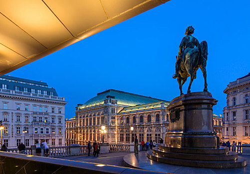 歌剧院,骑马雕像,翼,维也纳,老城,奥地利