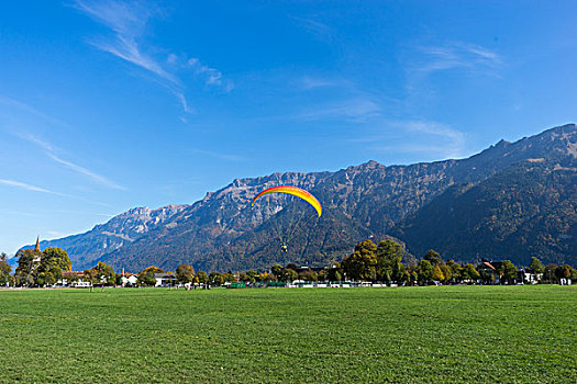 漂亮,滑伞运动,地点,靠近,山,瑞士