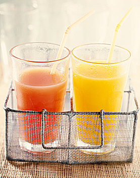 玻璃,葡萄柚汁,橙汁