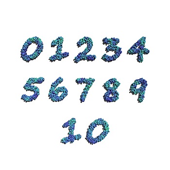 数字,创作,蓝花,白色背景
