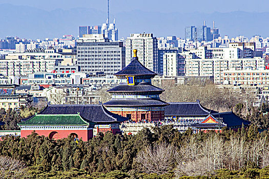 北京天坛全景高空俯视