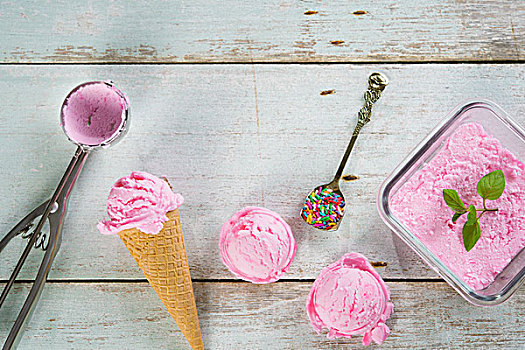 俯视,粉色,冰淇淋