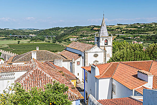 葡萄牙,奥比都斯,俯视,历史,中心,城市,墙壁,大幅,尺寸