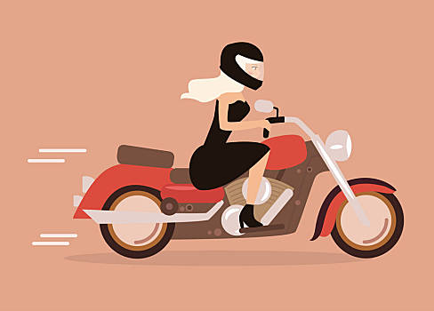 骑摩托车的女孩动画片图片
