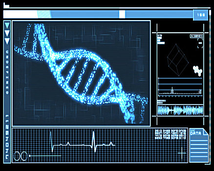 蓝色,基因,螺旋,科技,界面