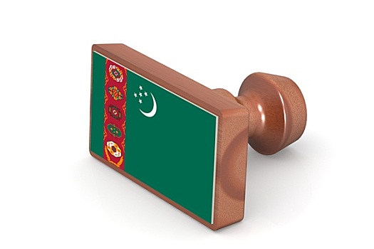 木质,图章,土库曼斯坦,旗帜