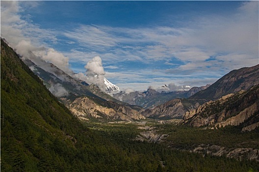 尼泊尔,安纳普尔纳峰,电路,山谷