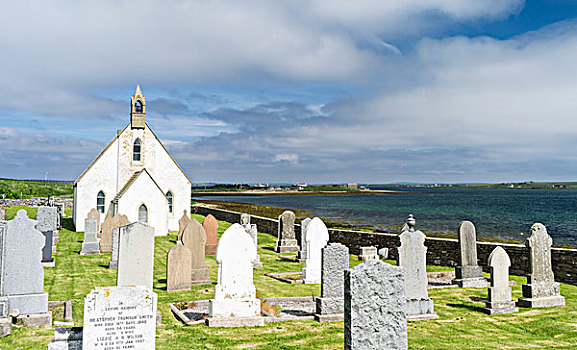 岛屿,北方,墙壁,教堂,墓地,流动,奥克尼群岛,苏格兰,大幅,尺寸