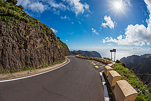 隘口,道路,太阳,山,特内里费岛,加纳利群岛,西班牙