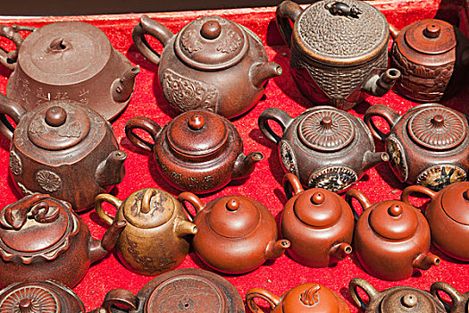 展示,传统,中国,茶壶,市场,香港,瓷器