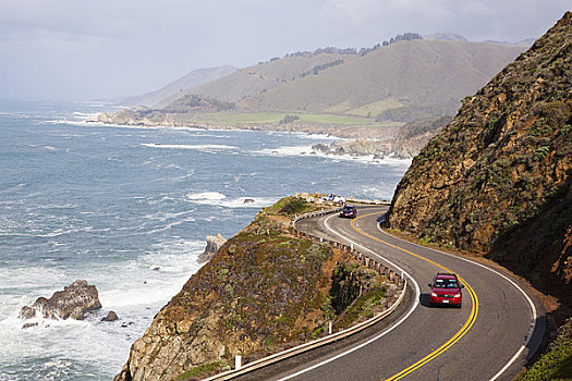 汽车,1号公路,大,海岸线,加利福尼亚,美国