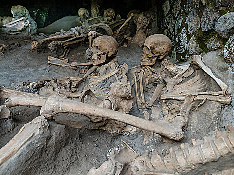 赫库兰尼姆,头骨,骨骼,火山爆发,吃惊,居民,发掘地,那不勒斯湾,坎帕尼亚区,意大利,欧洲