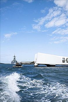 纪念,建筑,海中,亚利桑那军舰纪念馆,珍珠港,檀香山,瓦胡岛,夏威夷,美国
