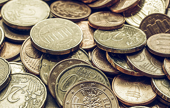 旧式,欧元硬币,背景