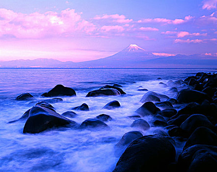 山,富士山,注视,上方