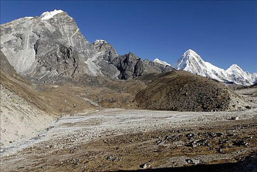 昆布,冰河,冰碛,萨加玛塔国家公园,尼泊尔