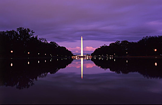 倒影,华盛顿纪念碑,黄昏