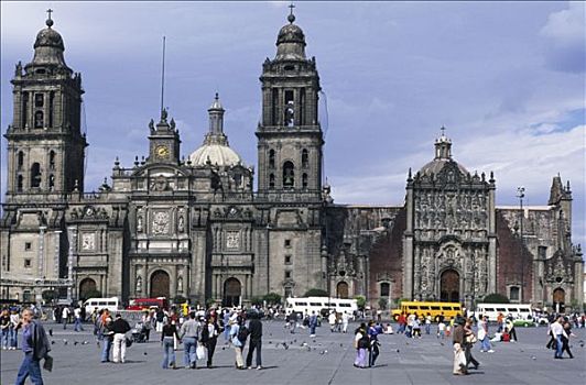 墨西哥,墨西哥城,佐卡罗,大教堂,一堆,广场
