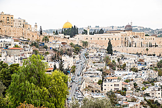 风景,老城,耶路撒冷,穹顶,石头,以色列,中东