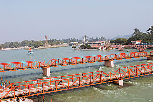 桥,河,恒河,北阿坎德邦,印度