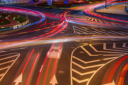 城市道路街道车轨街景夜景