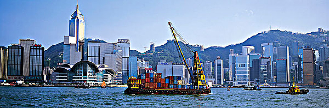 货物,驳船,维多利亚港,香港